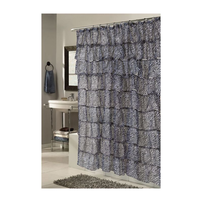 Carnation Home Fashions "Carmen" Polyester Shower Curtain - Black/White 70x72"