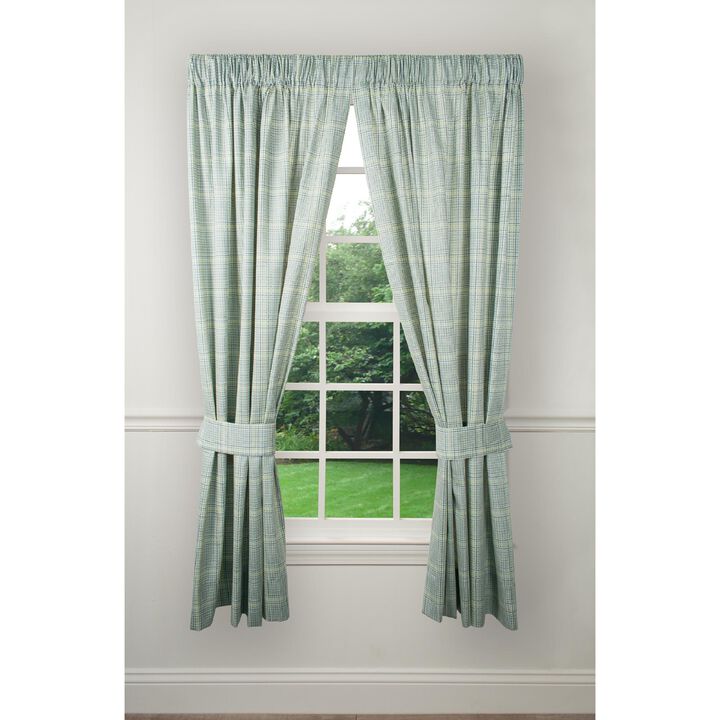 Ellis Curtain Harrington 2-Panels Cool Adjustable Window Tailored Panel Pair With Ties - 90x63" Lagoon