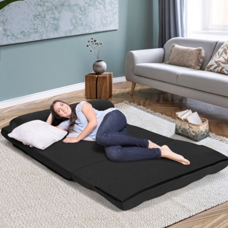 6-Position Foldable Floor Sofa Bed with Detachable Cloth Cover