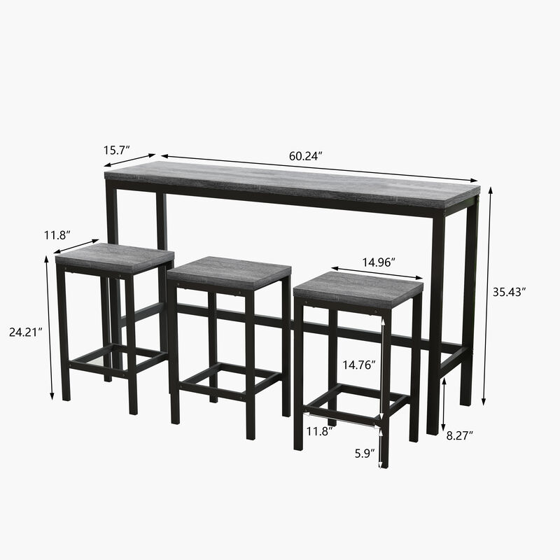 Merax Bar Dining Table with 3 Stools Dining Set