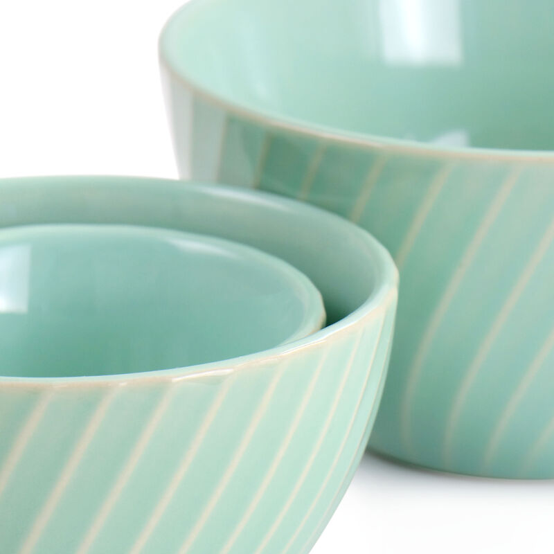 Martha Stewart Everyday 3 Piece Stoneware Mini Bowl Set in Mint