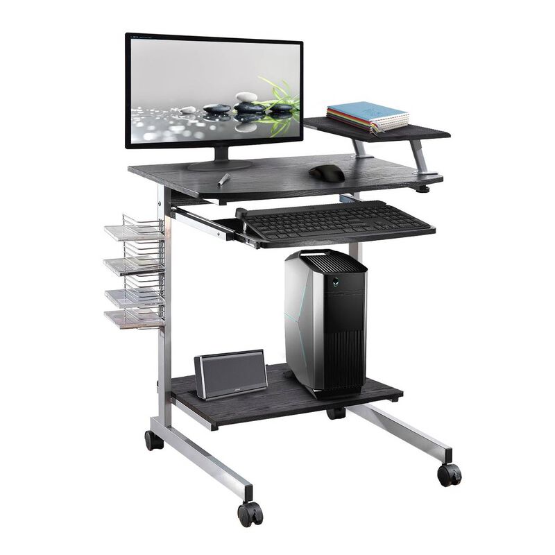 Hivvago Mobile Compact Computer Cart Desk with Keyboard Tray