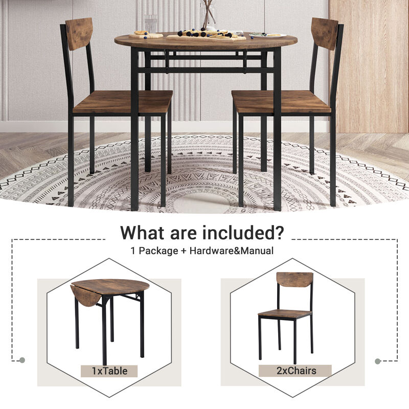 Merax Modern 3-Piece Round Dining Table Set