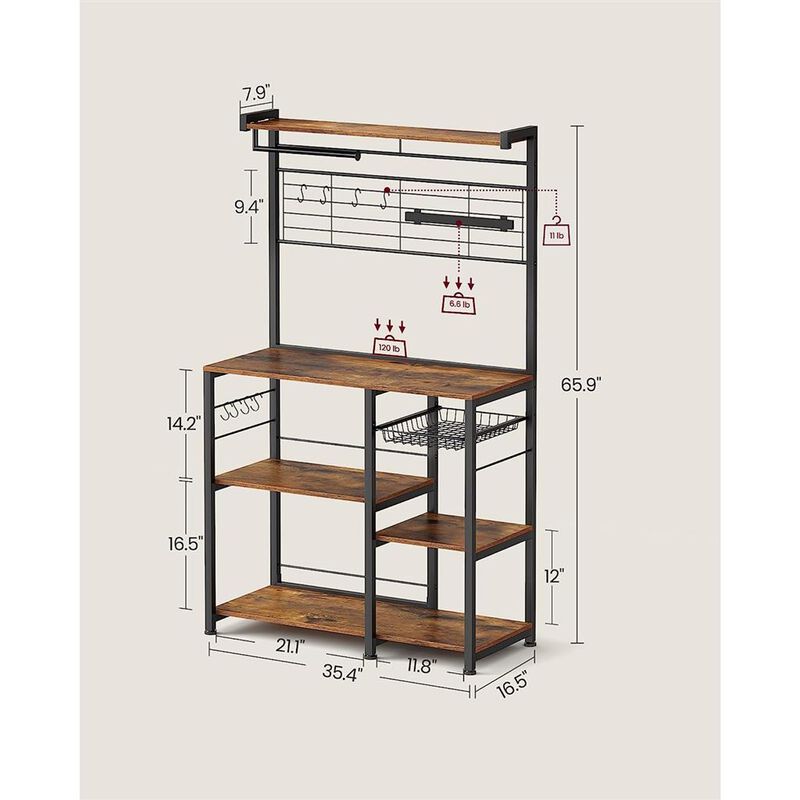 Bakers Rack with Magnetic Knife Holder