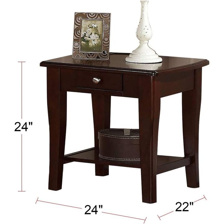 Modern Wooden Brown 1pc End Table Living Room Sofa Side Table