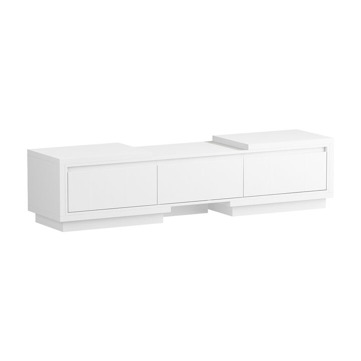 Extendable TV Stand Entertainment Center White Wood Media Console Fits 120 in. With Drawers 65.4-106.3 in. W
