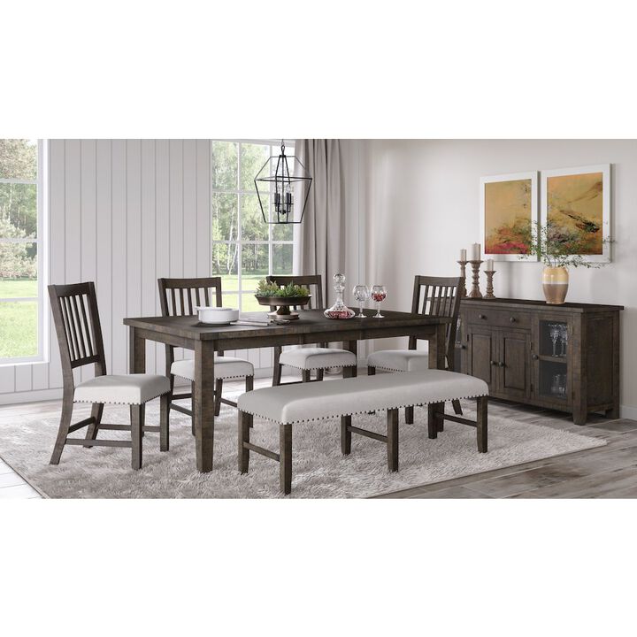 Jofran Willow Creek Distressed Solid Wood Upholstered Dining Bench