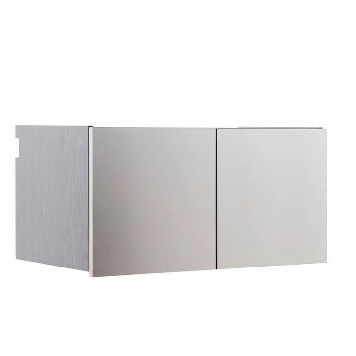 Osy Wall Mounted Garage Cabinet, 2 Wide Shelves, Double Door, Gray - Benzara
