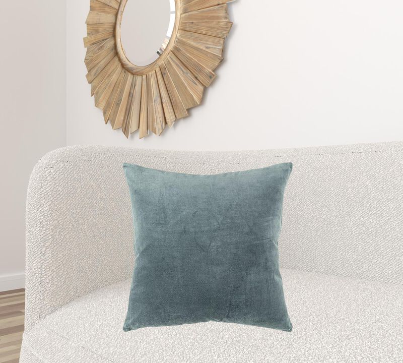 Homezia Teal Solid Reversible Cotton Velvet Throw Pillow