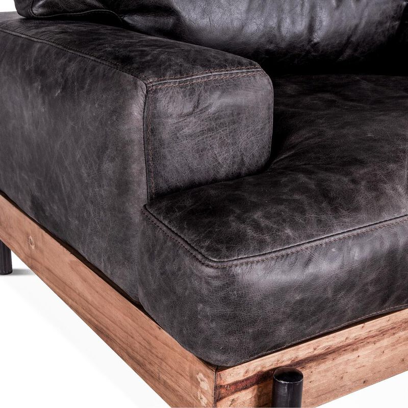 Belen Kox Distressed Antique Ebony Leather Armchair, Belen Kox