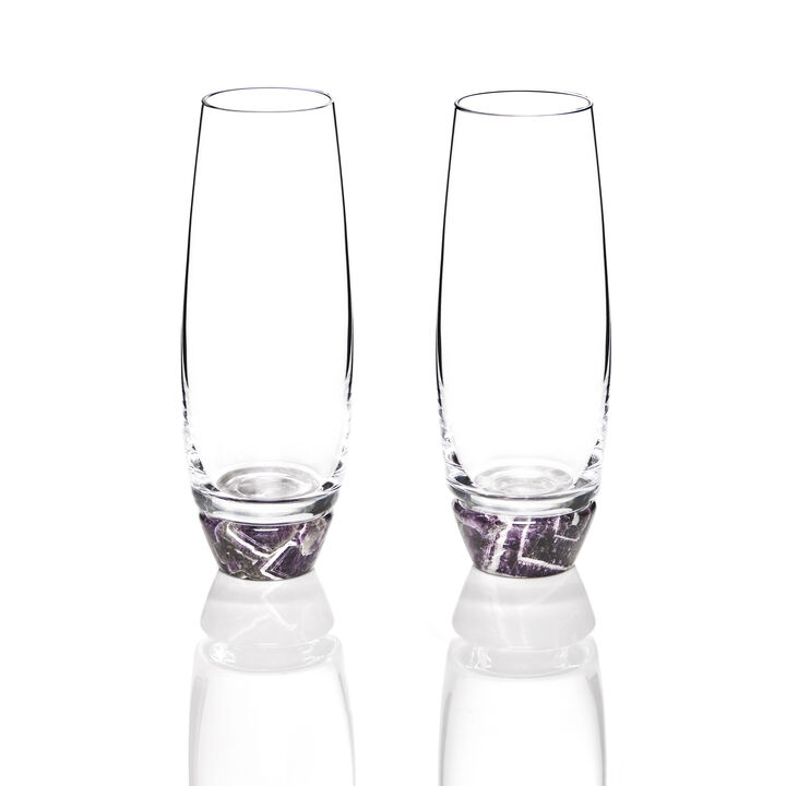 Elevo Champagne Glasses, Amethyst, Set of 2