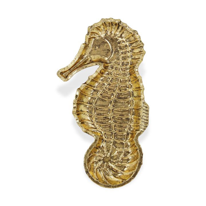 10.25" Ceili Golden Cast Iron Sea Horse Tray