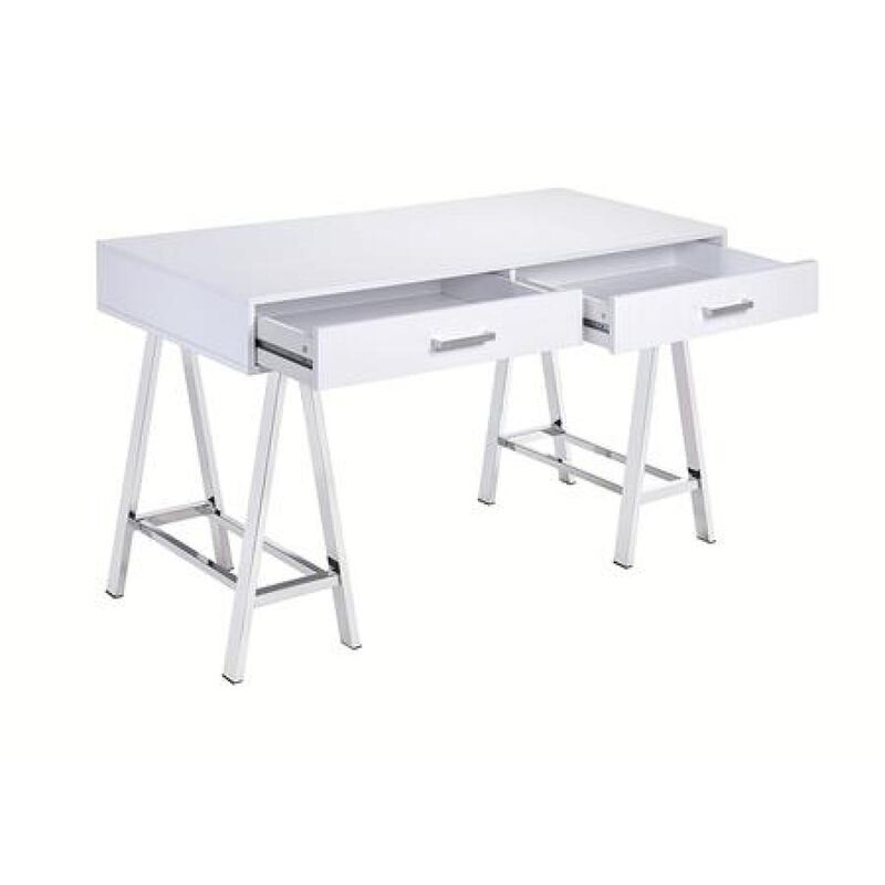 Coleen Desk in White High Gloss & Chrome 92229