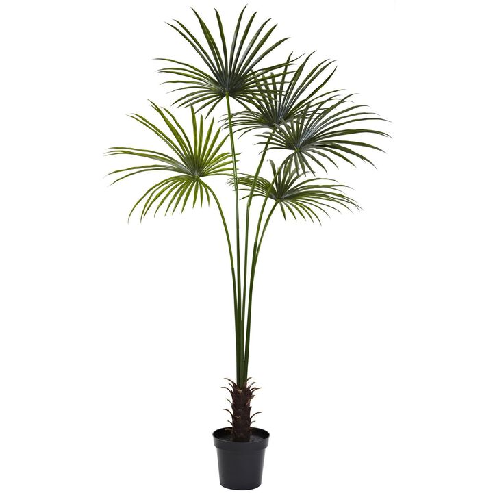 Nearly Natural 7-ft Fan Palm Tree UV Resistant w/150 Lvs (Indoor/Outdoor)