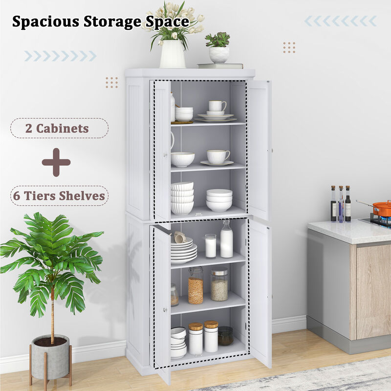 Freestanding Tall Kitchen Pantry Storage Cabinet