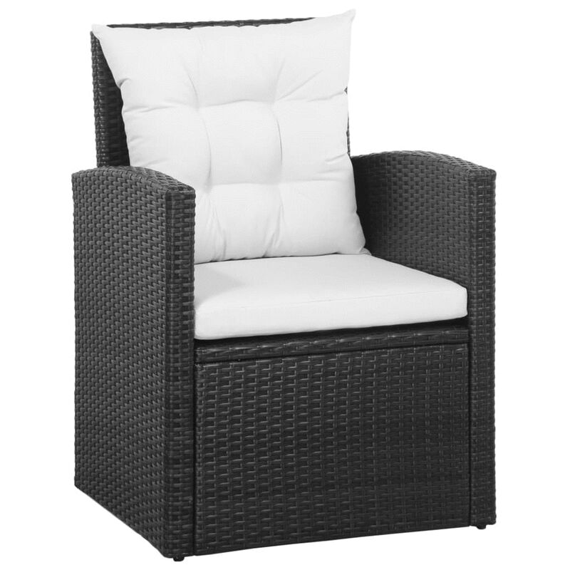 vidaXL 5 Piece Garden Lounge Set with Cushions Poly Rattan Black