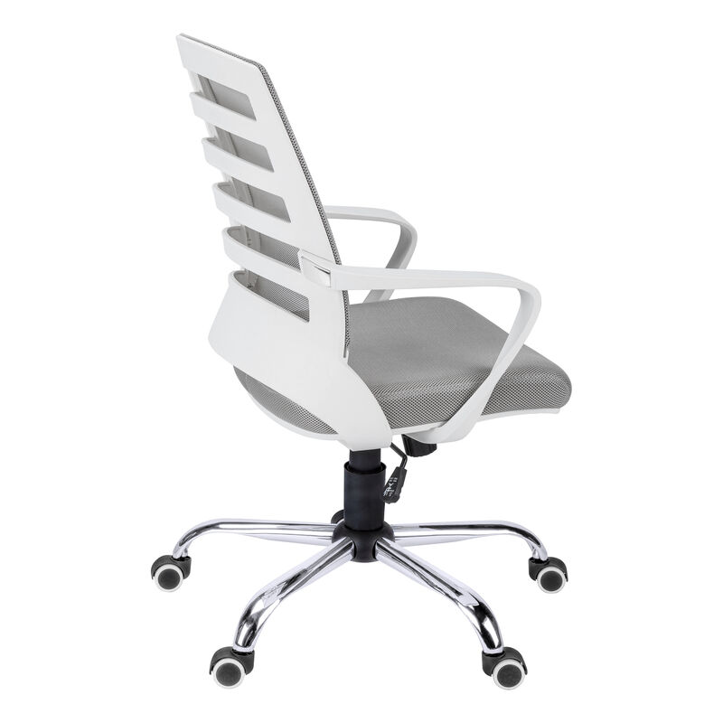 Monarch Specialties I 7225 Office Chair, Adjustable Height, Swivel, Ergonomic, Armrests, Computer Desk, Work, Metal, Mesh, White, Chrome, Contemporary, Modern