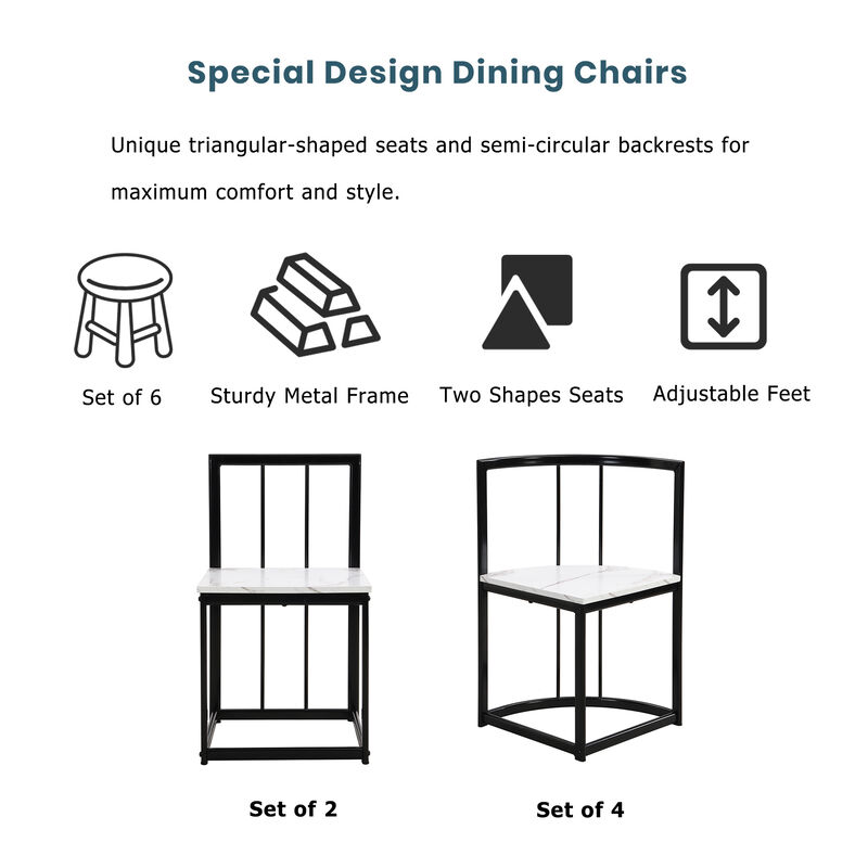 Modern 7-Piece Dining Table Set with 6 Stools