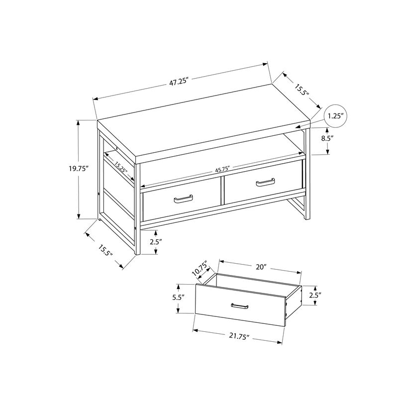 Monarch Specialties I 2870 Tv Stand, 48 Inch, Console, Media Entertainment Center, Storage Drawers, Living Room, Bedroom, Laminate, Metal, Black, Contemporary, Modern