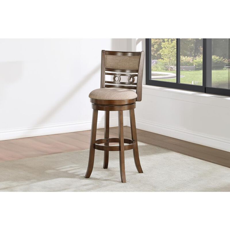 New Classic Furniture Gia 29 Solid Wood Swivel Bar Stool with Fabric Seat in Cherry