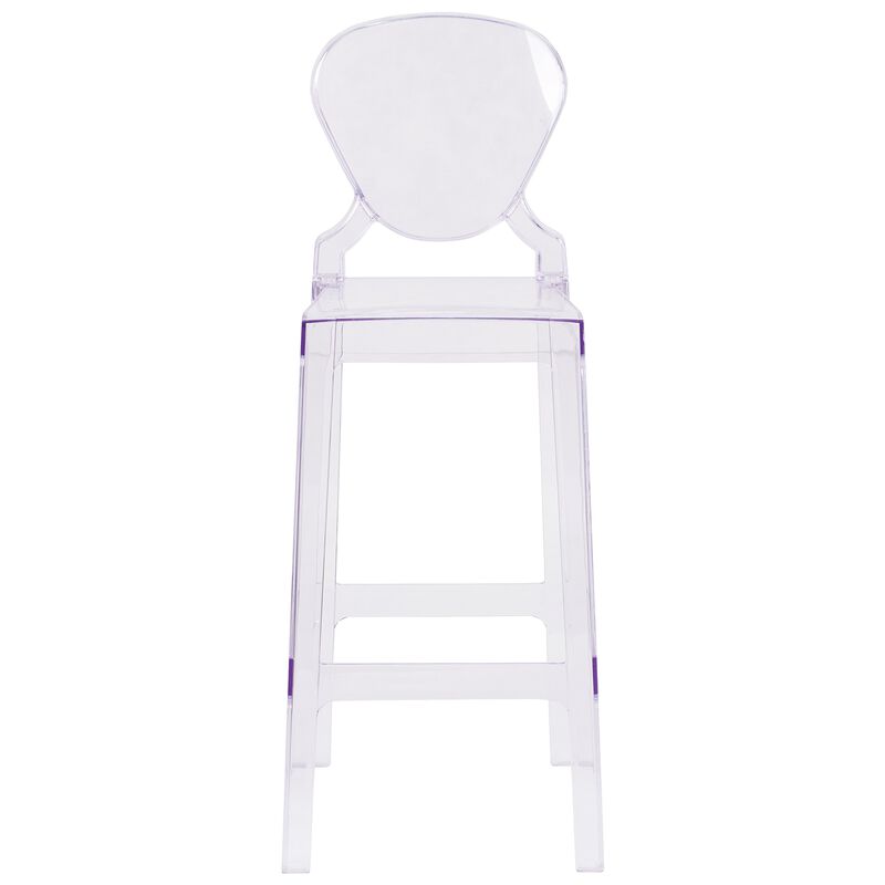 Flash Furniture Theo Ghost Barstool with Tear Back in Transparent Crystal