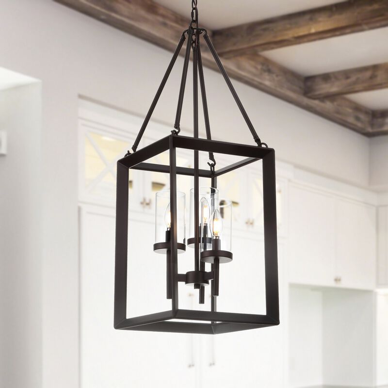 Anna 12" 3-light Metal/Glass LED Pendant, Oil Rubbed Bronze