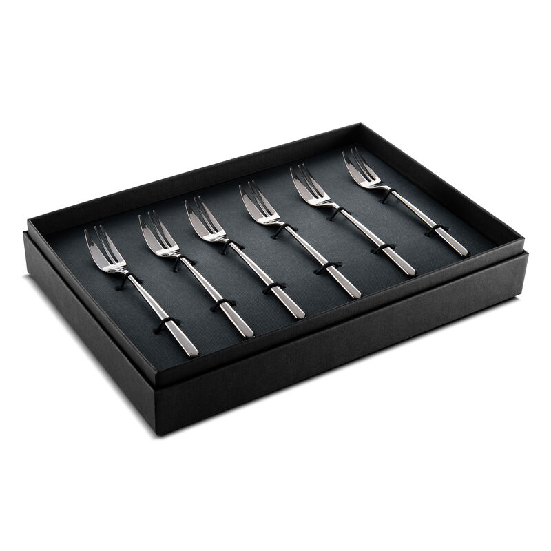 Linea 6 Piece Black Gold Cake Fork Set