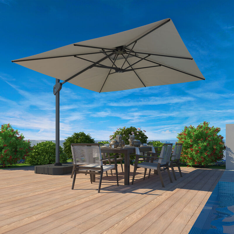 MONDAWE 10ft Square Offset Cantilever Outdoor Patio Umbrella with Included Base