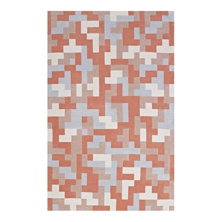 Andela Interlocking Block Mosaic 8x10 Area Rug - Multicolored Coral and Light Blue