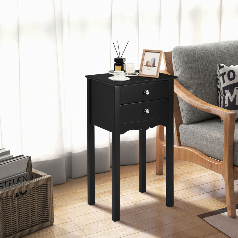Practical Sturdy Vintage Side End Table with 2 Storage Drawers