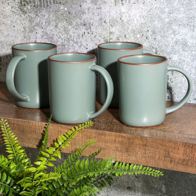 Gibson Elite Dumont 4 Piece 17oz Terracotta Mug Set in Green