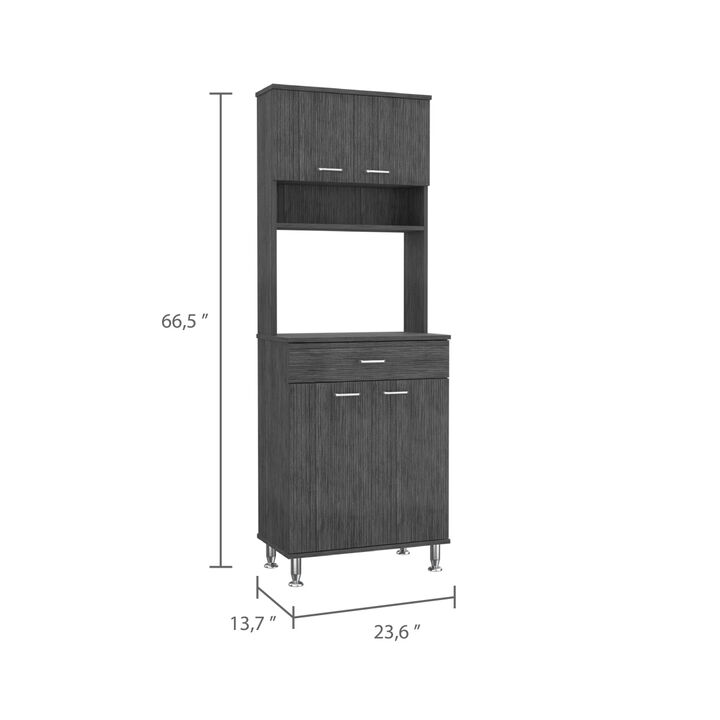 Della 60 Kitchen Pantry with Countertop, Closed & Open Storage -Smokey Oak