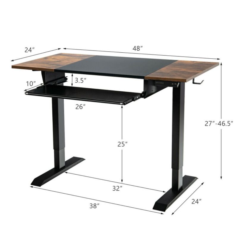 48 Inch Electric Sit to Stand Desk with Keyboard Tray