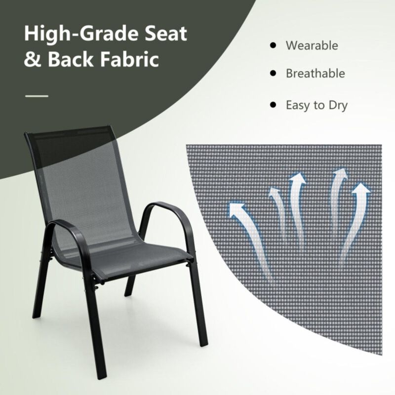 Hivvago 4 Pieces Stackable Patio Dining Chairs Set with Armrest