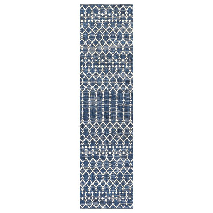 Ourika Moroccan Geometric Textured Weave Indoor/Outdoor Runner Rug