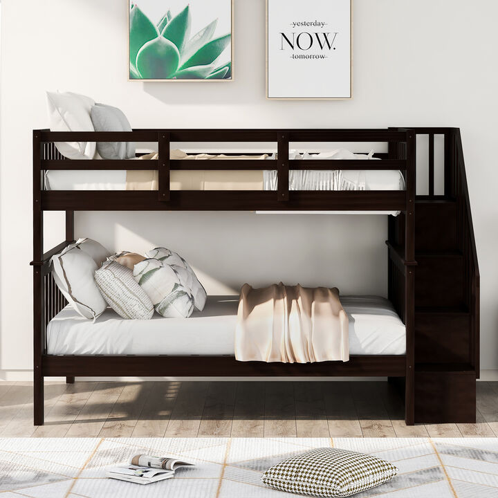 Modern Storage Bunk Bed with Open Shelves