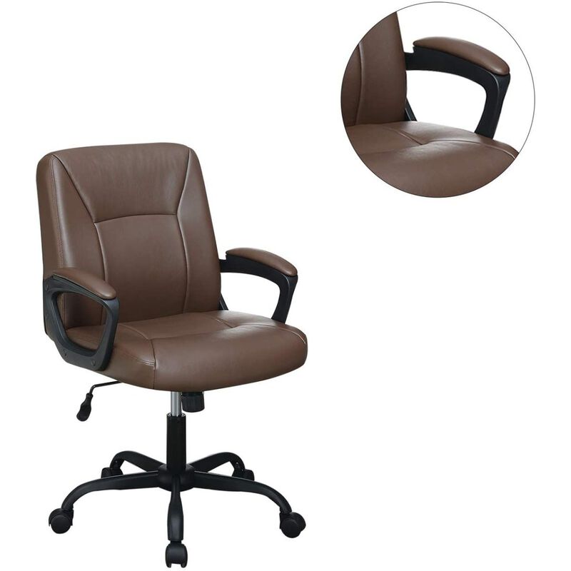 Relax Cushioned Office Chair 1 Piece Brown Color Upholstered Seat Back Adjustable Chair Comfort