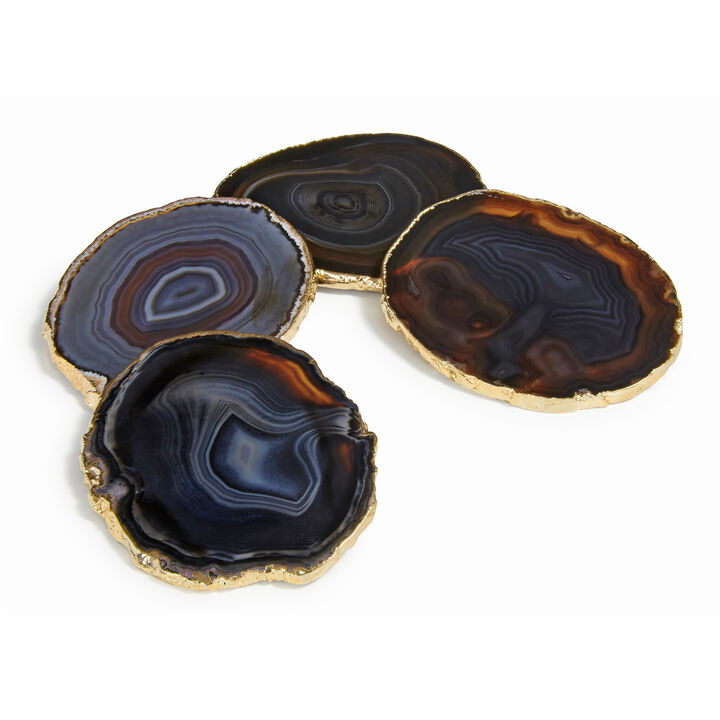 Lumino Coasters, Midnight Agate & Gold, Set of 4