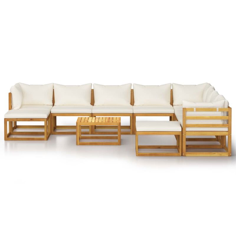 vidaXL 11 Piece Garden Lounge Set with Cushion Cream Solid Acacia Wood