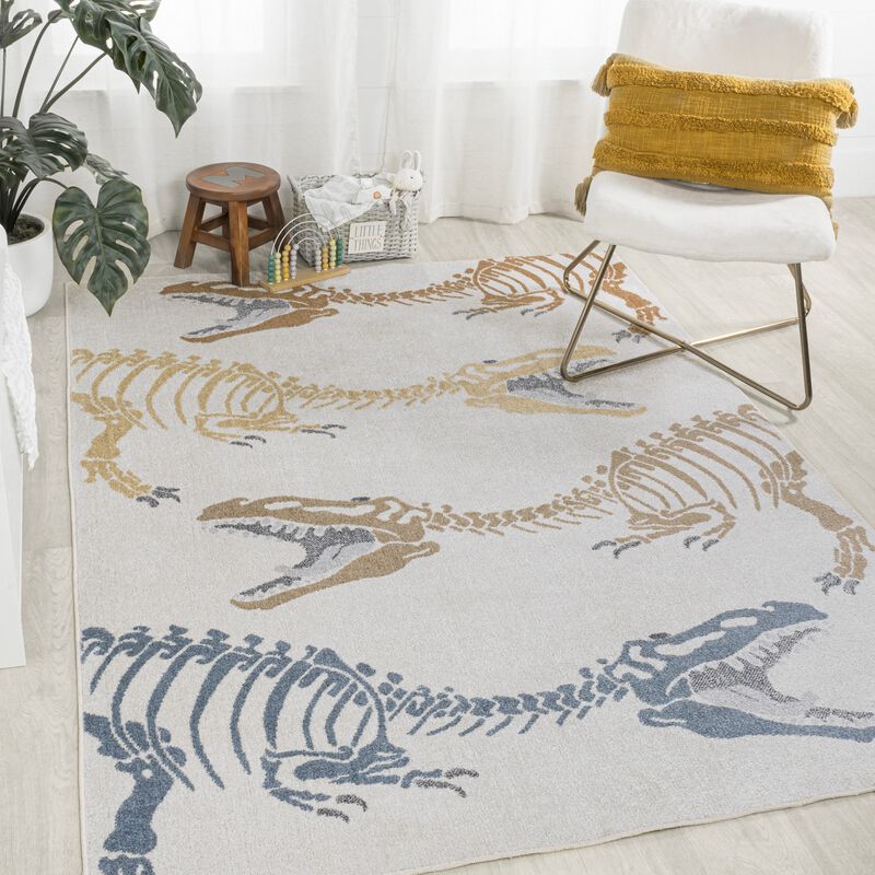 Kingdarr T-Rex Modern Kids Machine-Washable Area Rug