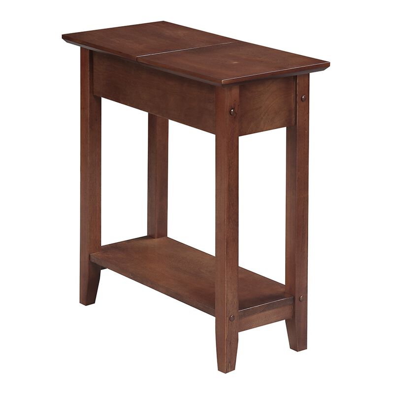 Convenience Concepts American Heritage Flip Top End Table with Shelf, Walnut