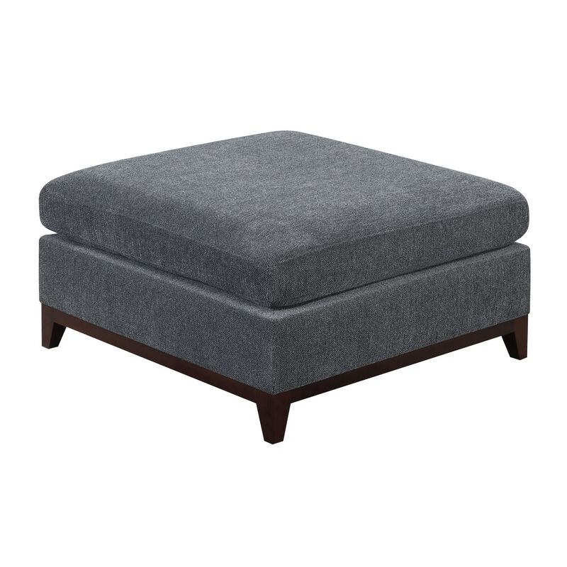 Modular Living Room Furniture Ottoman Ash Chenille Fabric 1pc Cushion Ottoman Couch Exposed Wooden base