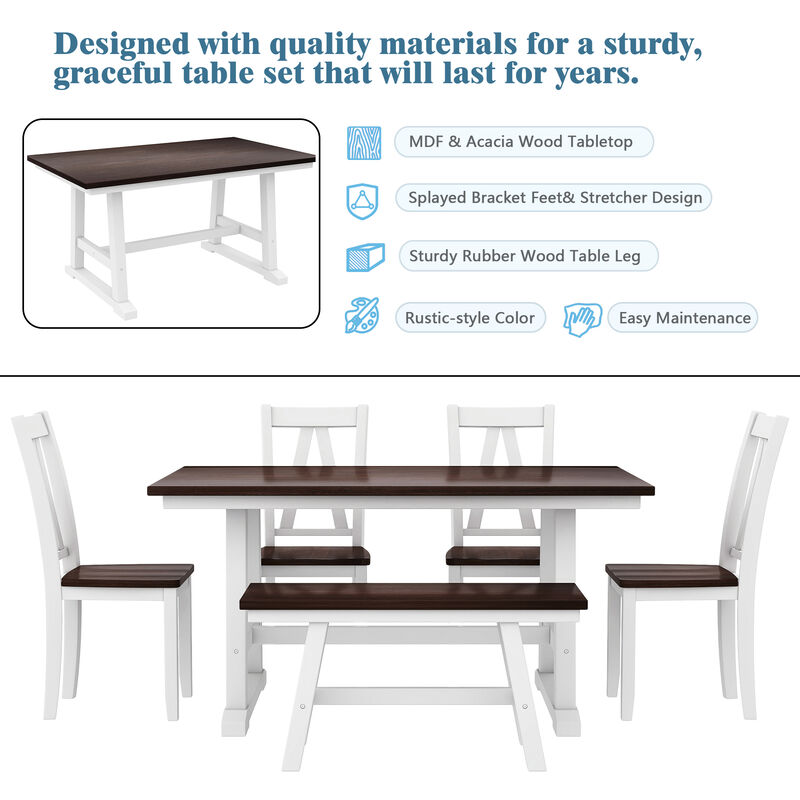 Merax 6-Piece Wood Dining Table Set