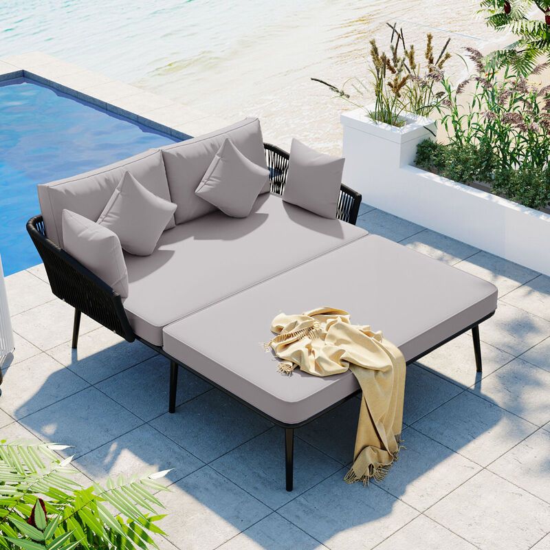 Woven Nylon Outdoor Daybed Set - Gray