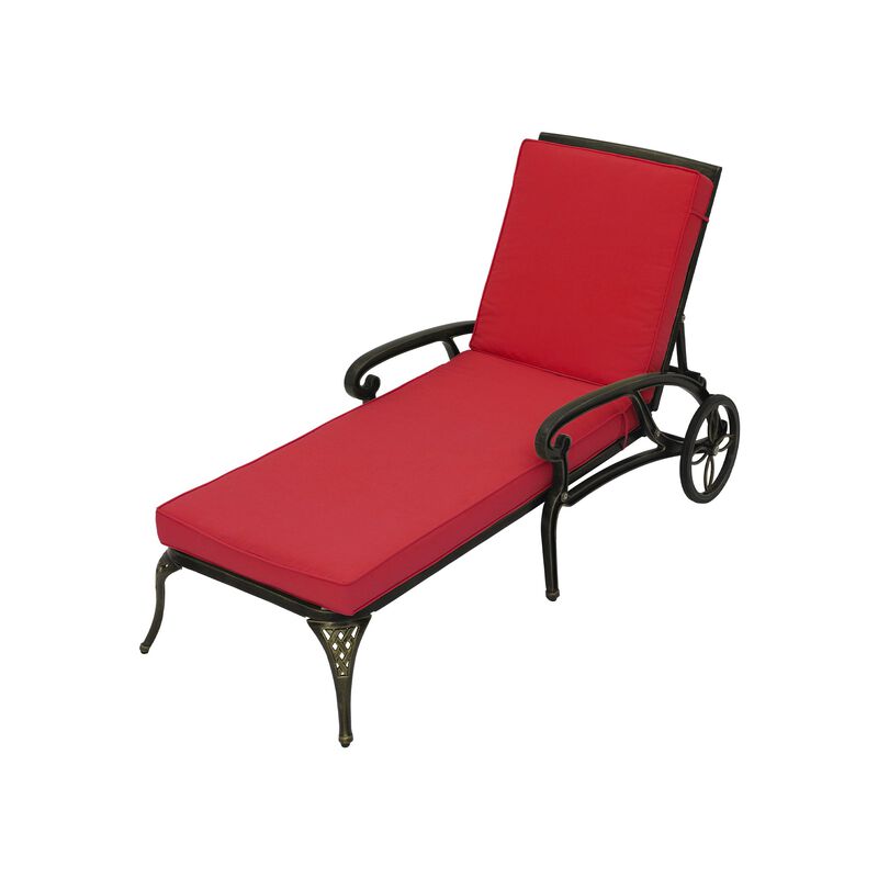 MONDAWE Cast Aluminum Outdoor Adjustable Chaise Lounge with Removable Cushion