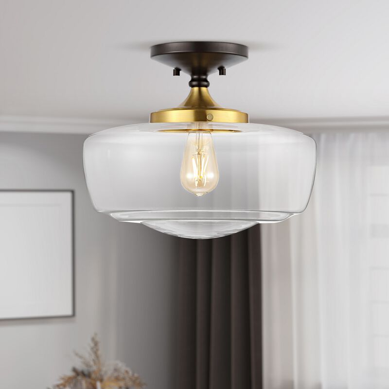 Marfa Glass/Iron Farmhouse Modern LED Flush Mount