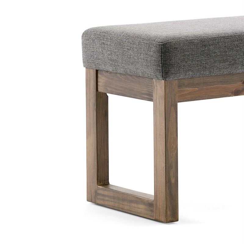 Hivvago Modern Wood Frame Accent Bench Ottoman with Grey Upholstered Fabric Seat