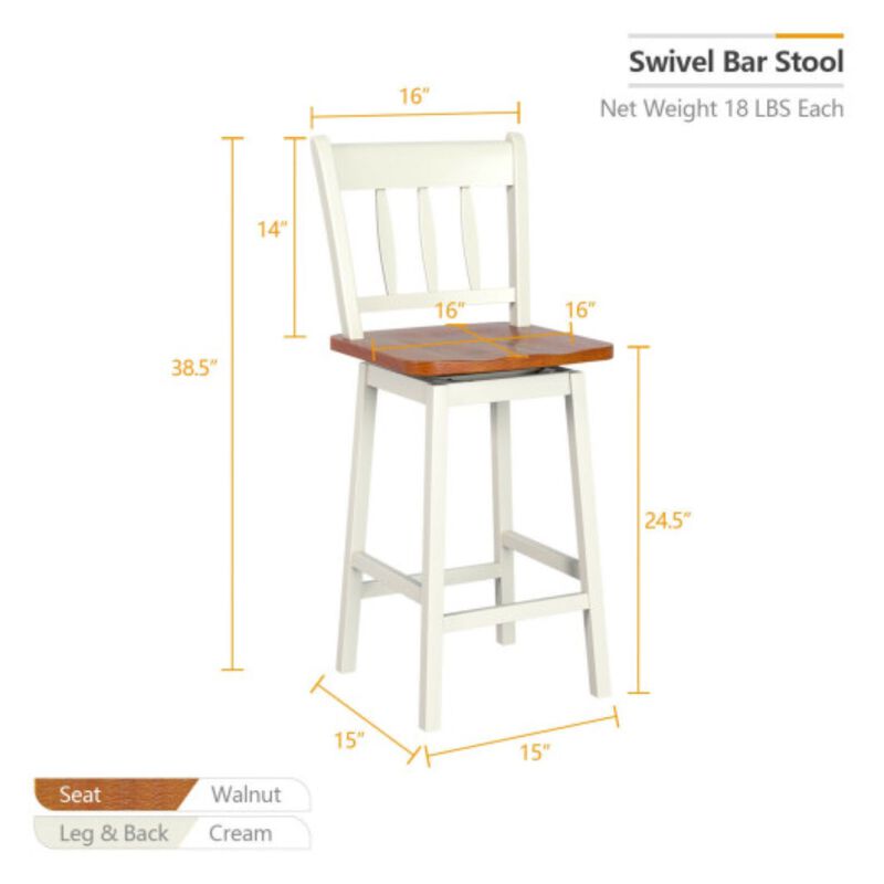 Set of 2 Swivel Bar Stools with 360� Swiveling