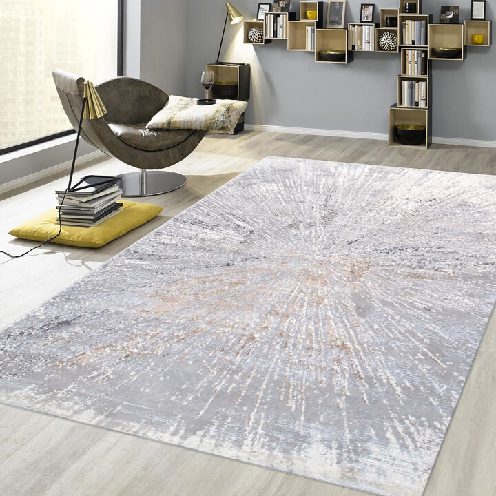 Pasargad Home Turkish Starburst Design White Area Rug