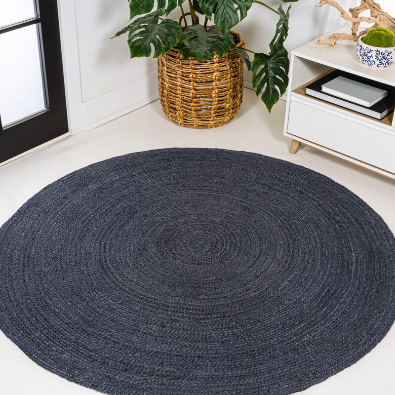 Zara Braided Coastal Cottage Round Jute. Round Area Rug